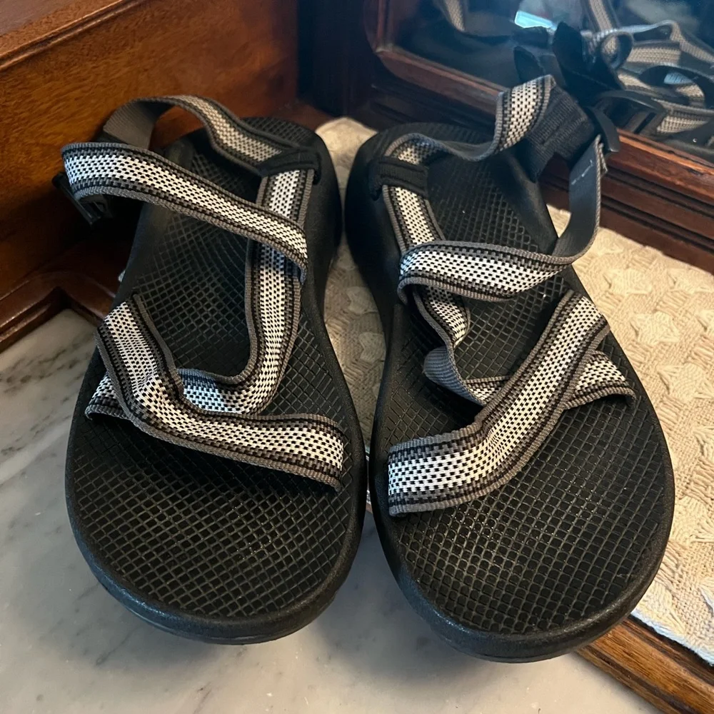 CHACO Classic Z/1 Nylon Strap Outdoor Hiking‎ Sandals Black Grey White Men's 13